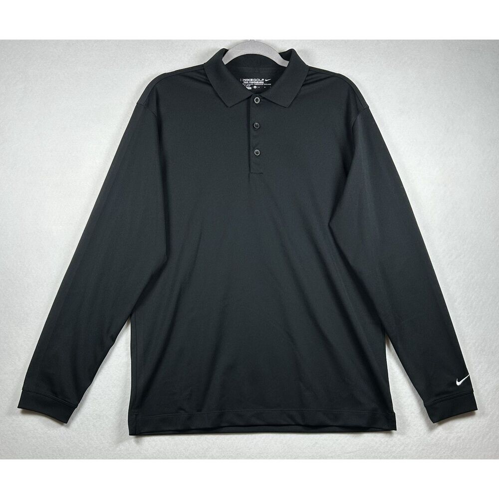 Nike Golf Men's Tour Performance Dri-FIT Long Sleeve Polo – Black (Size M)